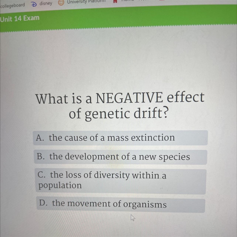 What is a NEGATIVE effect of genetic drift?-example-1