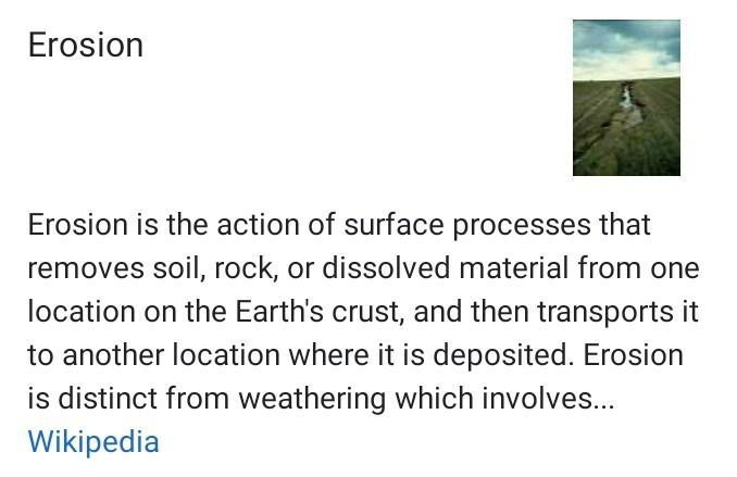 What is erosion? A. Any bit of rock or soil that is suspended or carried in water-example-1