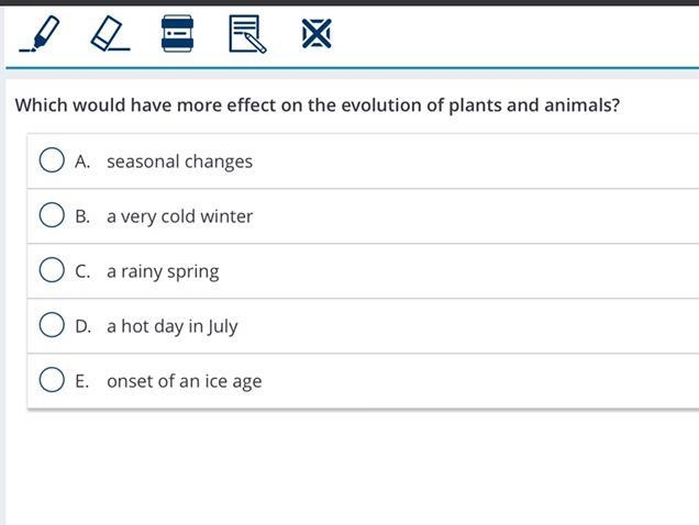 Which would have more effect on the evolution of plants and animals?-example-1