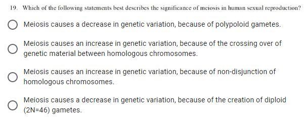 which of the following statements best describes the significance of meiosis in human-example-1