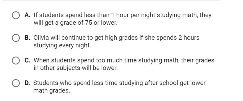 A student investigated the factors that affect math grades. Which statement from the-example-1