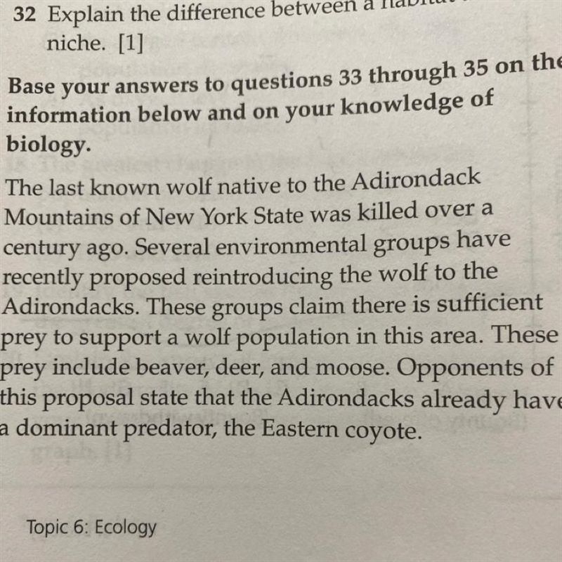 Explain why the coyote is considered a limiting factor in the Adirondack Mountains-example-1