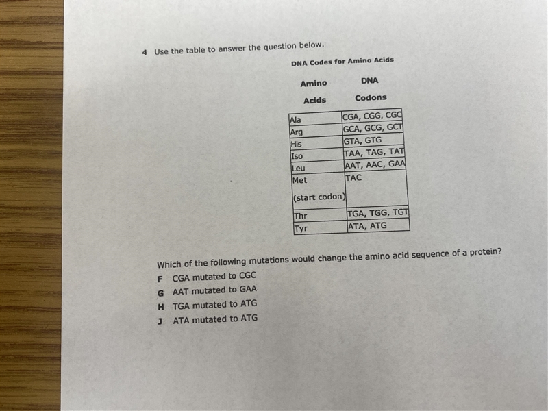 Which if the following mutations would change the amino acid sequence of a protein-example-1