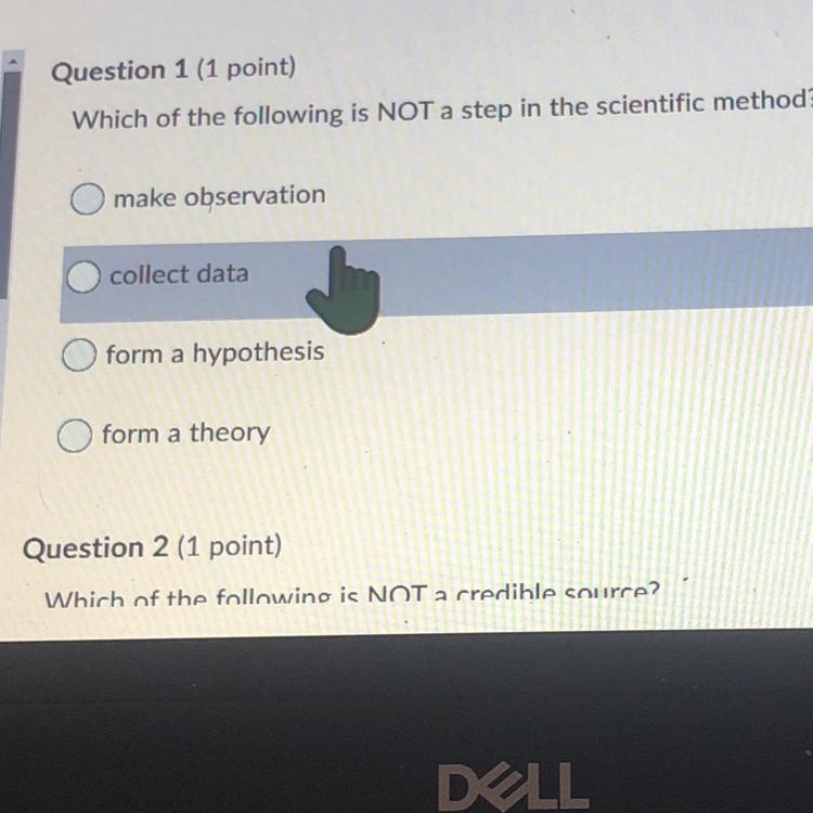 Question 1 (1 point) Which of the following is NOT a step in the scientific method-example-1