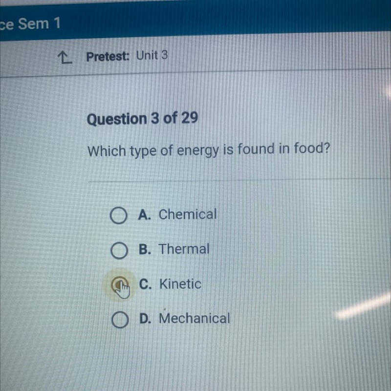 Which type of energy is found in food?-example-1