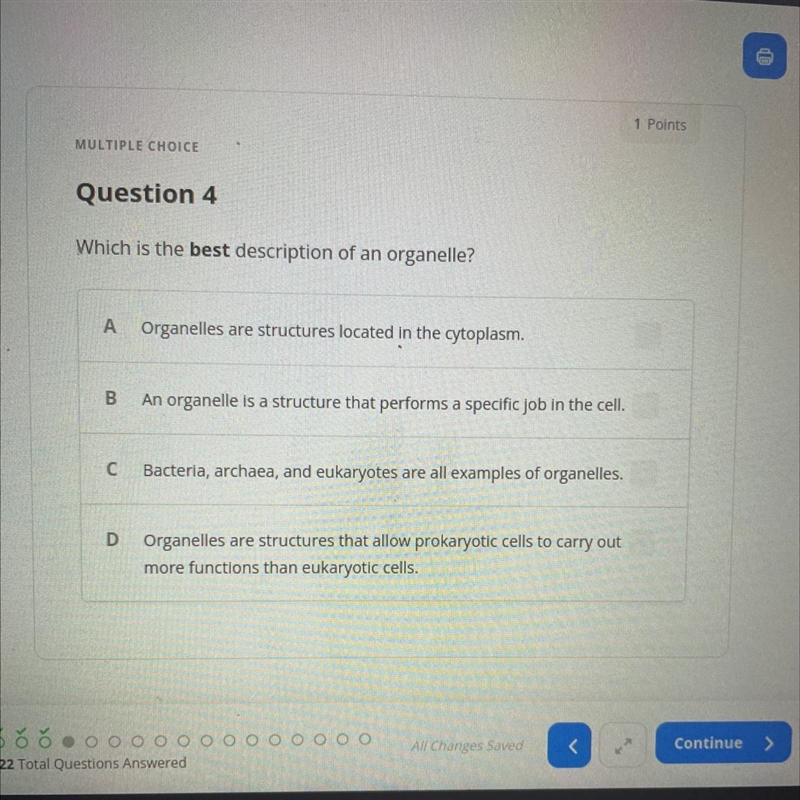 Which is the best description of an organelle?-example-1