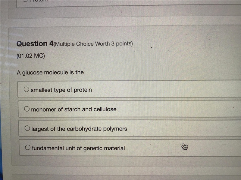 A glucose molecule is the-example-1