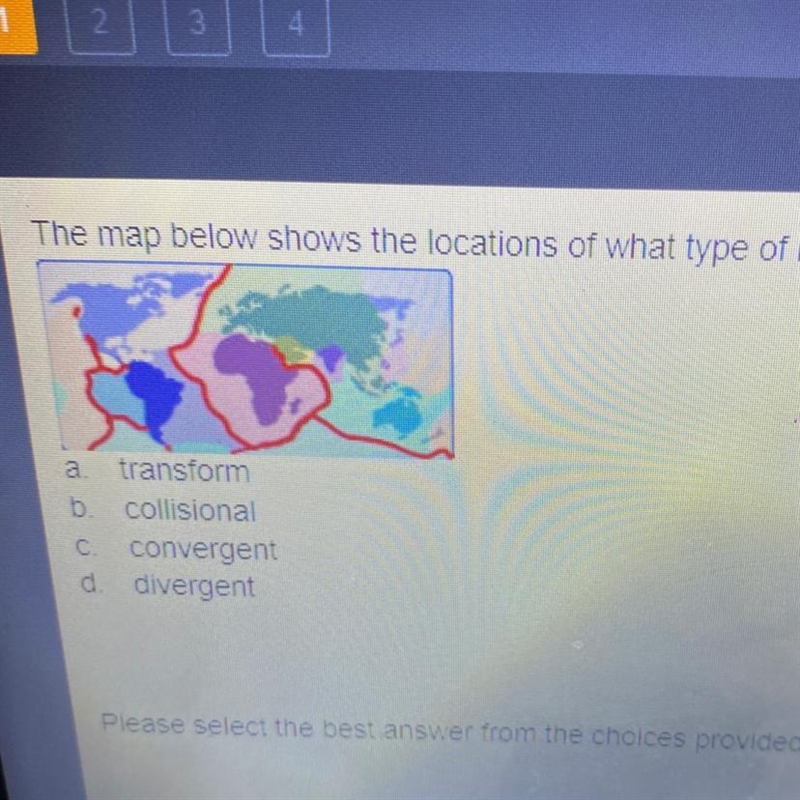 The map below shows the locations of what type of boundary-example-1