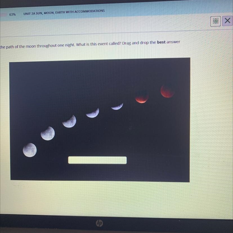 The time lapse image below shows the path of the moon throughout one night. What is-example-1