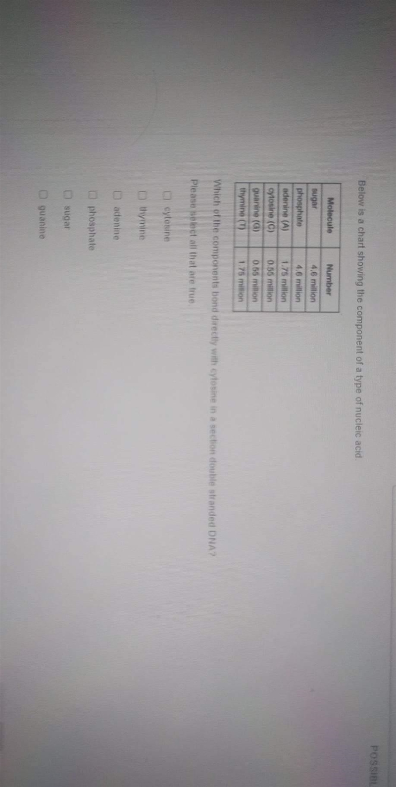 15 POINTSSSS. Below is a chart showing the component of a type of nucleic acid. Which-example-1