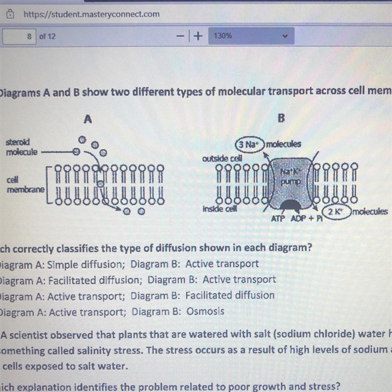 Which correctly classifies the type of diffusion shown in each diagram-example-1