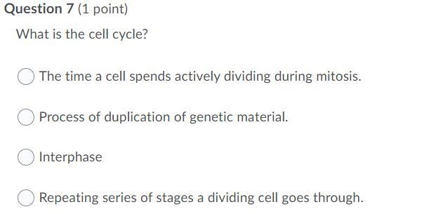 What is the cell cycle? The time a cycle spends actively dividing during mitosis Process-example-1