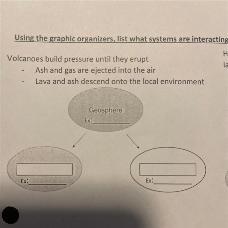 Using the graphic organizers, list what systems are interactin Volcanoes build pressure-example-1