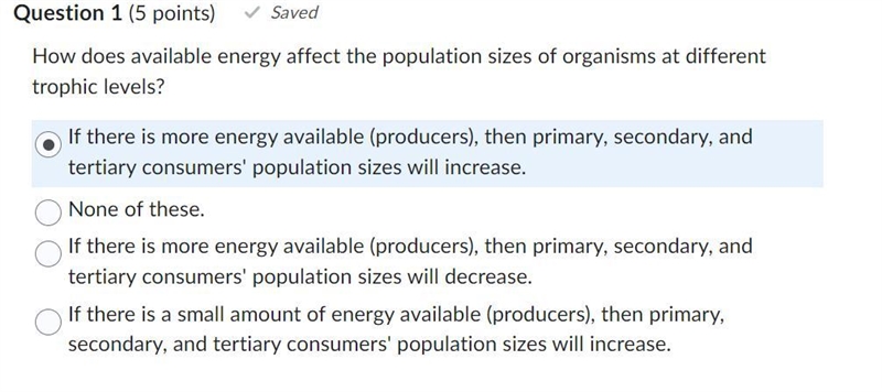 How does available energy affect the population sizes of organisms at different trophic-example-1