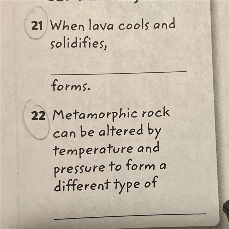 21 When lava cools and solidifies, forms.-example-1