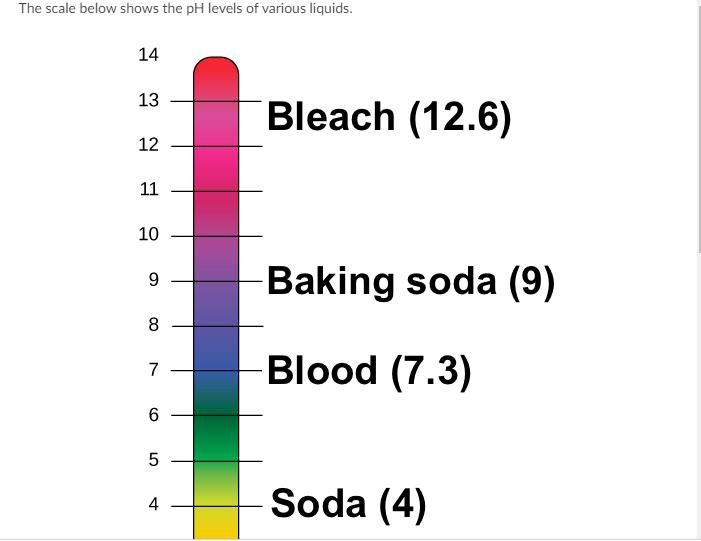 The scale below shows the pH levels of various liquids. Which of the following substances-example-1