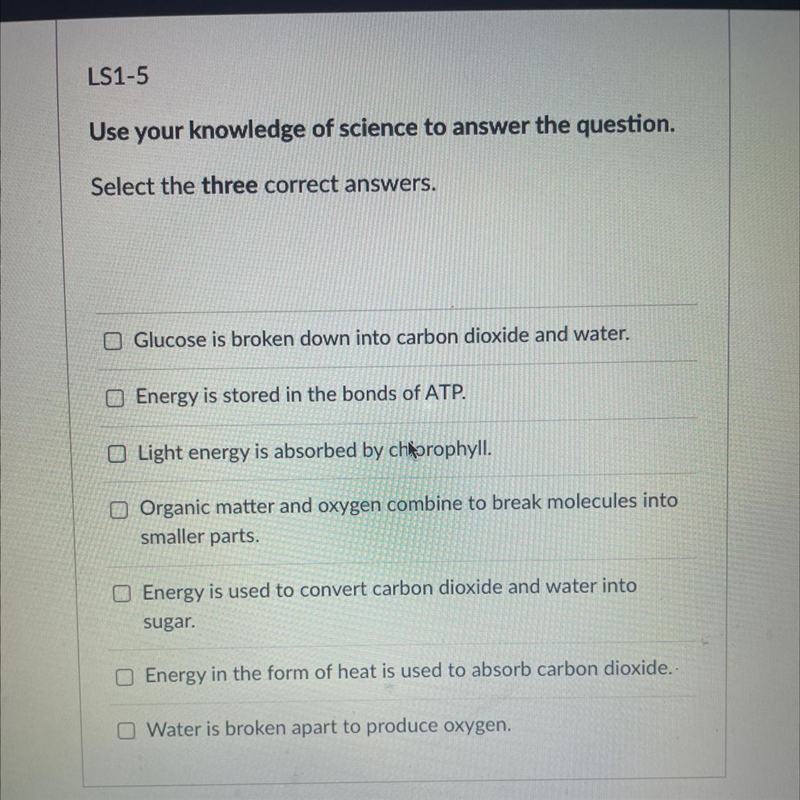 Use your knowledge of science to answer the questionSelect the three correct answers-example-1