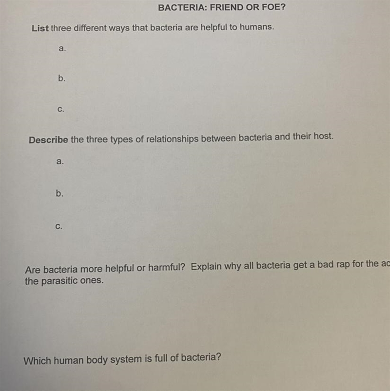 List three different ways that bacteria are helpful to human-example-1