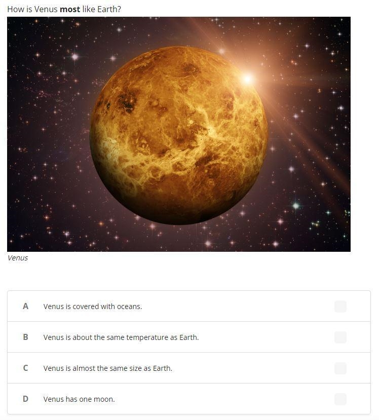 How is Venus most like Earth?-example-1