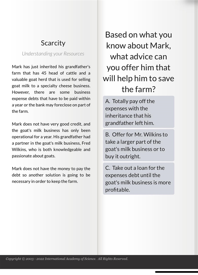 Based on what you know about Mark what advice can you offer him that will help him-example-1