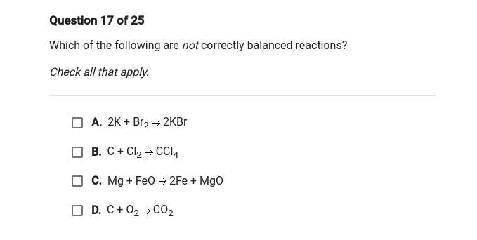 Which of the following are NOT correctly balanced reactions?-example-1