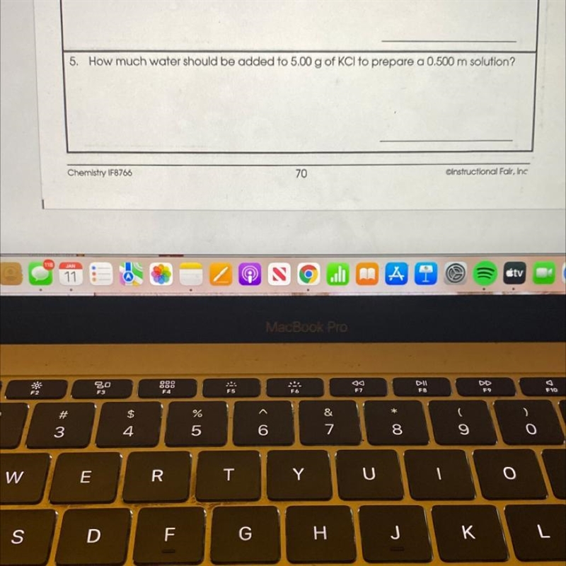 How do I solve for this?How much water should be added to 5.00 g of KCl to preapre-example-1