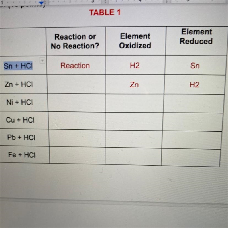 Table 1, don’t mind the filled out answers in red(i’m not sure if they’re correct-example-1