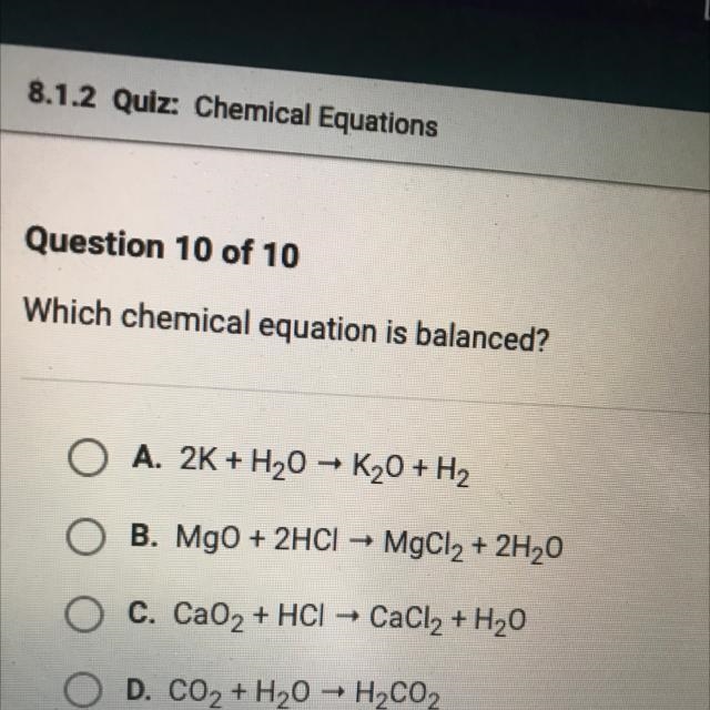 Which chemical equation is balanced-example-1