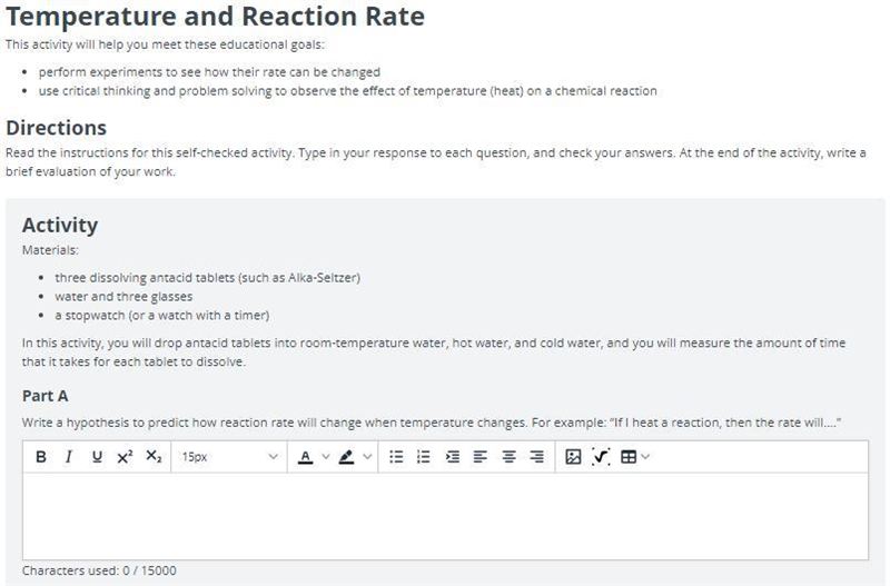 Part AWrite a hypothesis to predict how reaction rate will change when temperature-example-1