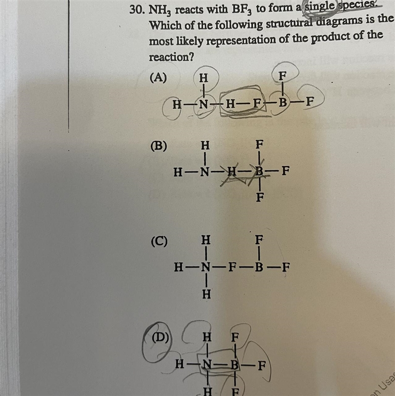 The answer turns out to be “D” but why is it not “A”? Doesn’t hydrogen form hydrogen-example-1