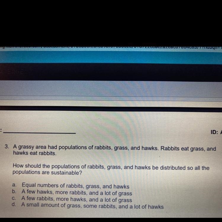 3. A grassy area had populations of rabbits, grass, and hawks. Rabbits eat grass, and-example-1