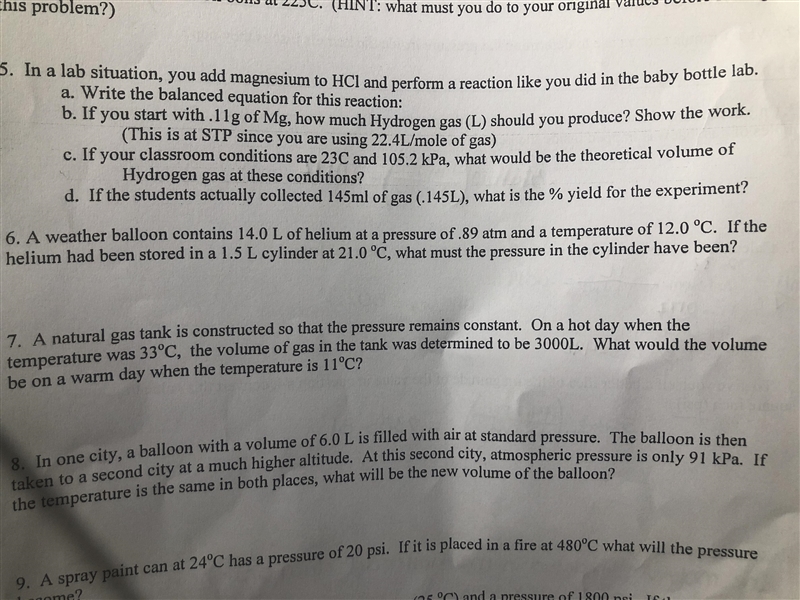 If the students actually collected 145 mL of gas (.145L), what is the % yield for-example-1