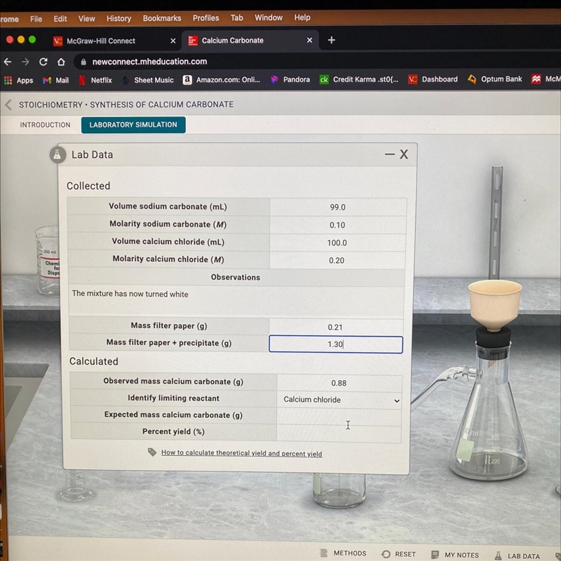 SYNTHESIS OFCARBONATECTIONLABORATORY SIMULATIONLab Data- X99.00.10CollectedVolume-example-1