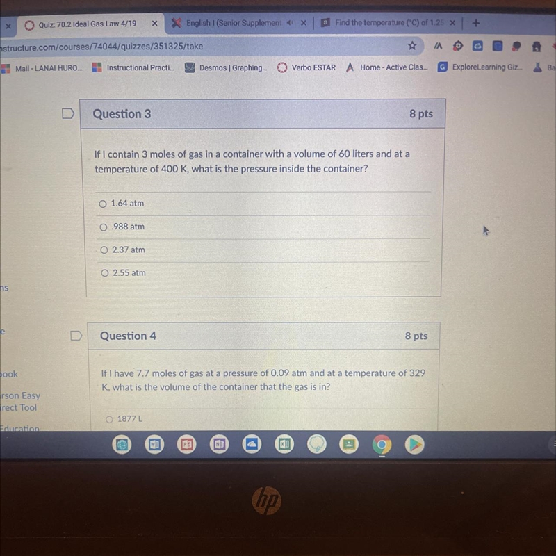 If you contain 3 moles of gas in a container with volume of 60 liters and at a tem-example-1