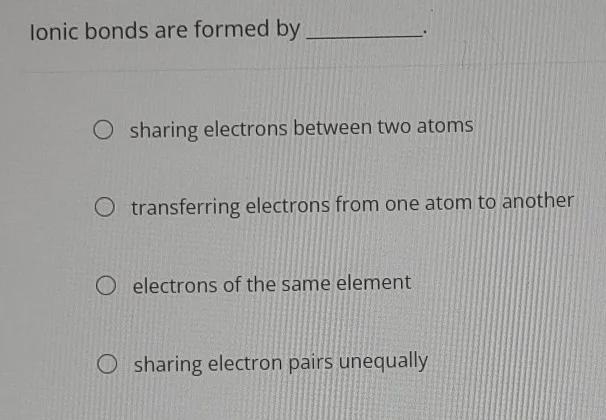 I believe the answer is sharing electrons between two atoms-example-1