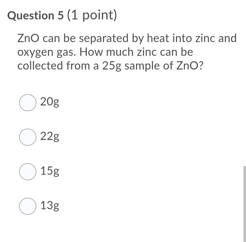 ZnO can be separated by heat into zinc and oxygen gas. How much zinc can be collected-example-1