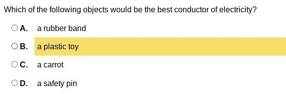 Which of the following objects would be the best conductor of electricity?-example-1