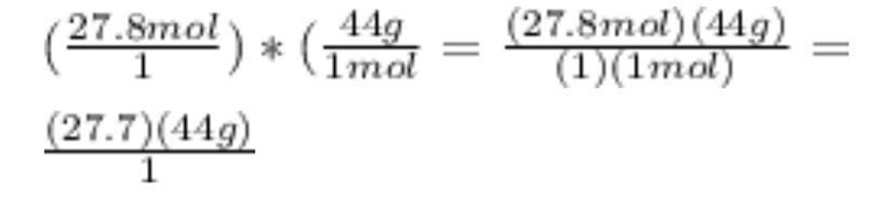 A word problem tells you that you have 27.8 moles of carbon dioxide. It asks how much-example-1