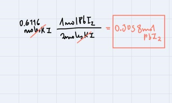 Determine the mass of lead (II) iodide that will be produced when 139 ml of 4.4M potassium-example-3