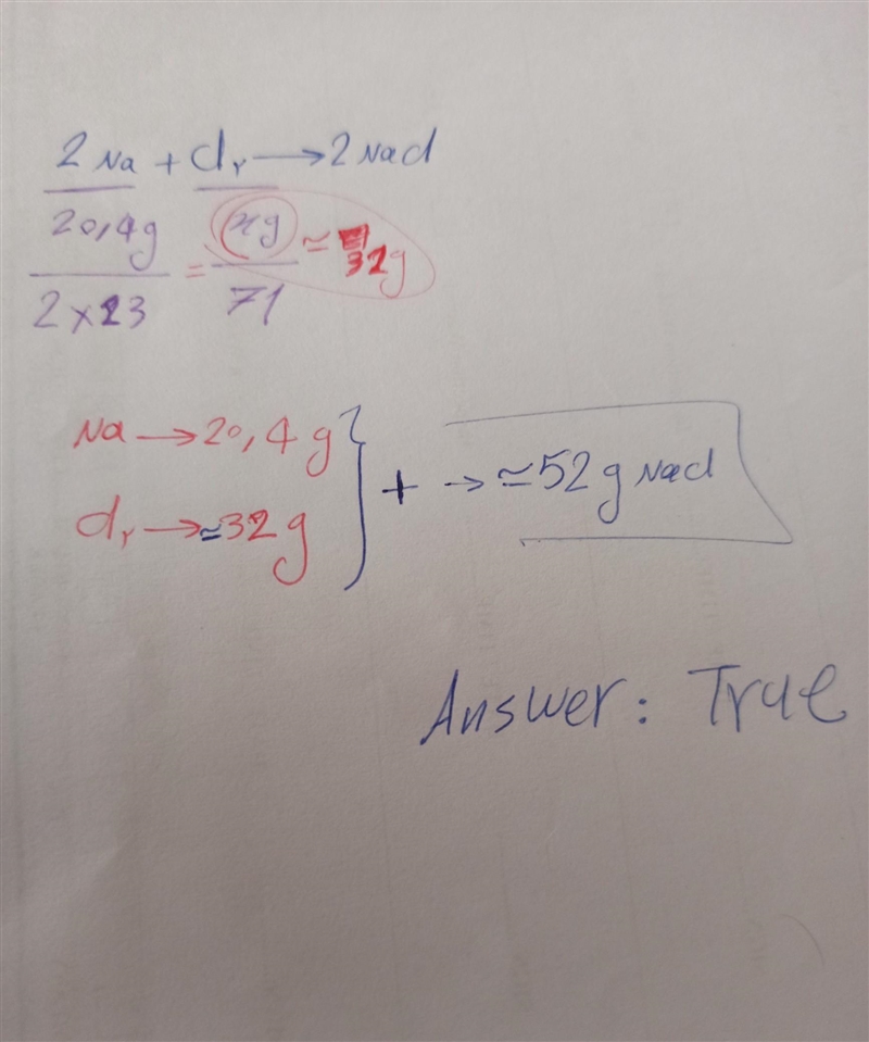 When 20.4g of sodium metal are mixed with chlorine gas, are 52.0 g of sodium chloride-example-1