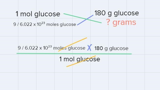 Help me answe step by step please covert 9 molecules of glucose to grams-example-2