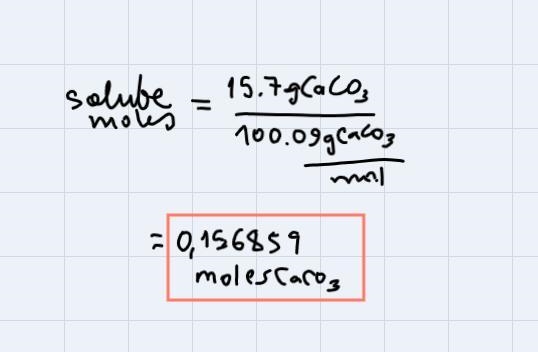 Calculate the molarity of a solution that contains 15.7 g of CaCO3 dissolved in enough-example-2