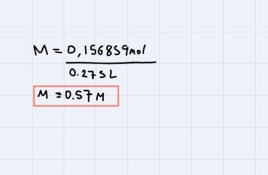 Calculate the molarity of a solution that contains 15.7 g of CaCO3 dissolved in enough-example-3