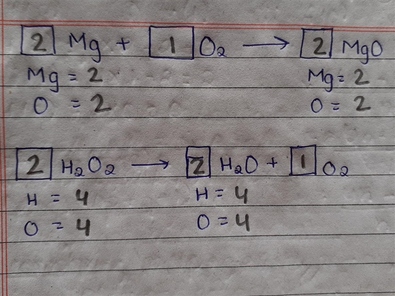 Use the pen tool to write in the coefficients to balance the equations then fill in-example-1