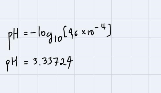 What is the pH of an aqueous solution with a hydrogen ion concentration of (H) - 46 x-example-2