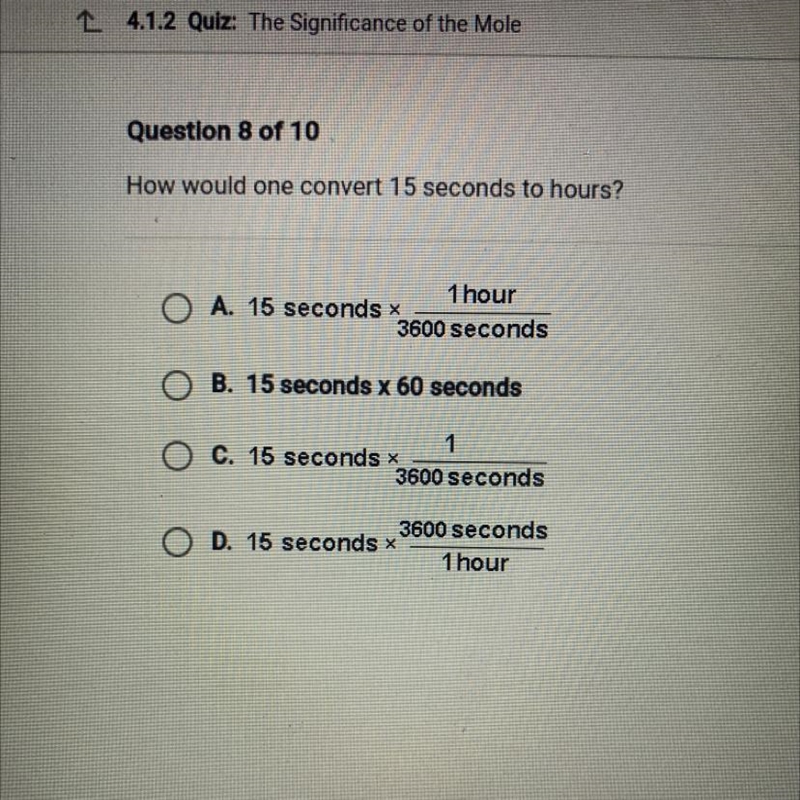 How would one convert 15 seconds to hours?-example-1