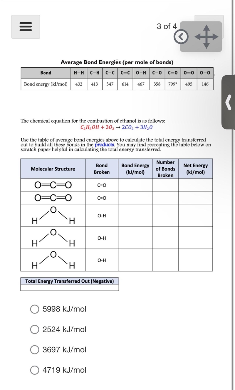 The chemical equation for the combustion of ethanol is as follows:C2HyOH + 302 - 2002 + 3H-example-2