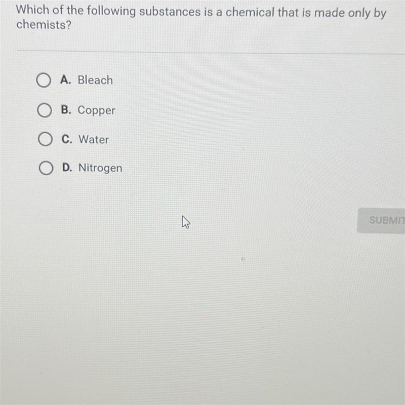 Question 2 of 10Which of the following substances is a chemical that is made only-example-1