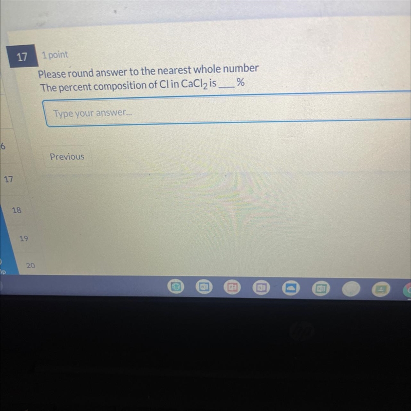 Round the answer to the nearest whole number the present composition of cl in CaCl-example-1