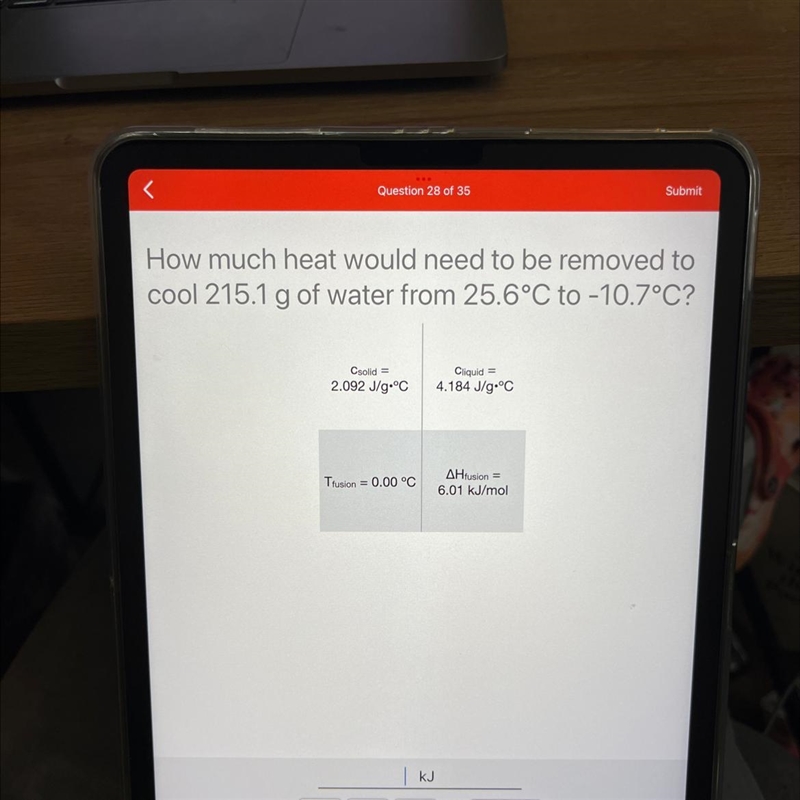 How much heat would need to be removed to cool 215.1 g of water from 25.6°C to -10.7°C-example-1